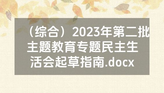 （综合）2023年第二批主题教育专题民主生活会起草指南.docx
