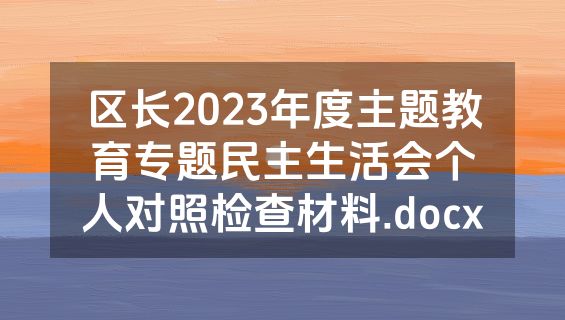 区长2023年度主题教育专题民主生活会个人对照检查材料.docx