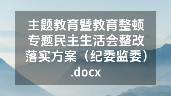 主题教育暨教育整顿专题民主生活会整改落实方案（纪委监委）.docx