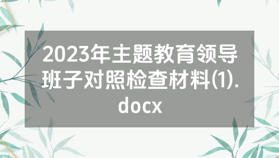 2023年主题教育领导班子对照检查材料(1).docx
