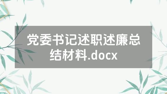 党委书记述职述廉总结材料.docx
