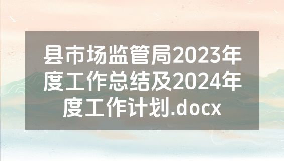 县市场监管局2023年度工作总结及2024年度工作计划.docx