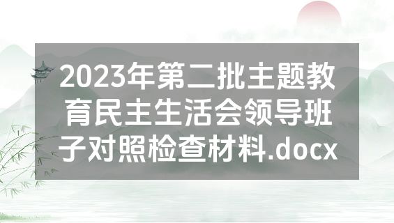 2023年第二批主题教育民主生活会领导班子对照检查材料.docx
