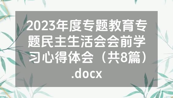 2023年度专题教育专题民主生活会会前学习心得体会（共8篇）.docx