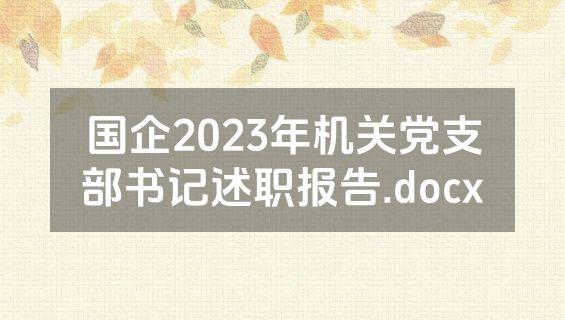 国企2023年机关党支部书记述职报告.docx