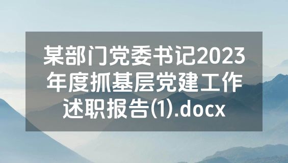 某部门党委书记2023年度抓基层党建工作述职报告(1).docx