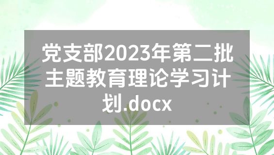 党支部2023年第二批主题教育理论学习计划.docx