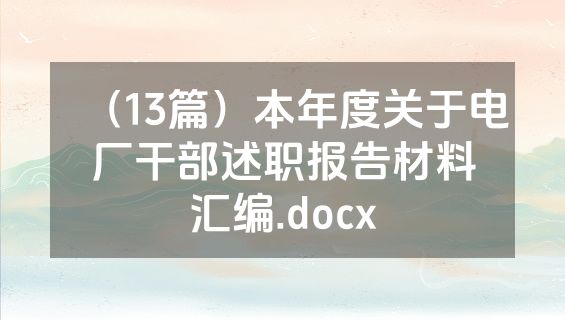 （13篇）本年度关于电厂干部述职报告材料汇编.docx