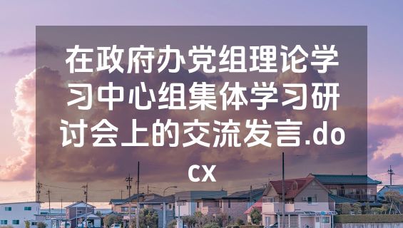 在政府办党组理论学习中心组集体学习研讨会上的交流发言.docx