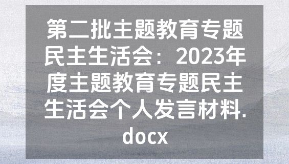 第二批主题教育专题民主生活会：2023年度主题教育专题民主生活会个人发言材料.docx