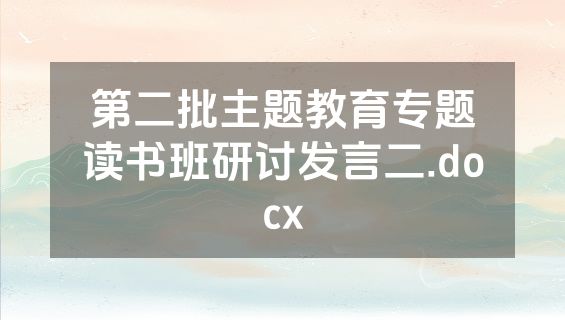 第二批主题教育专题读书班研讨发言二.docx