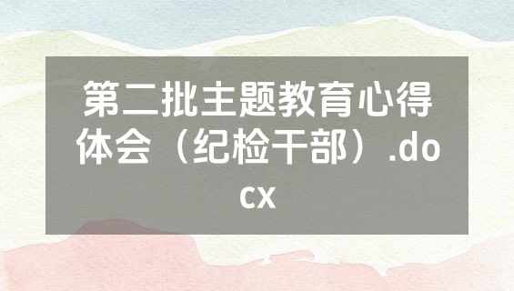 第二批主题教育心得体会（纪检干部）.docx