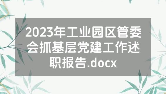 2023年工业园区管委会抓基层党建工作述职报告.docx