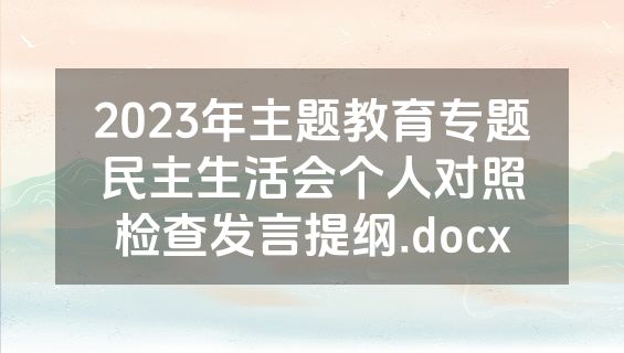 2023年主题教育专题民主生活会个人对照检查发言提纲.docx