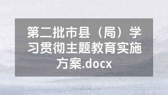 第二批市县（局）学习贯彻主题教育实施方案.docx