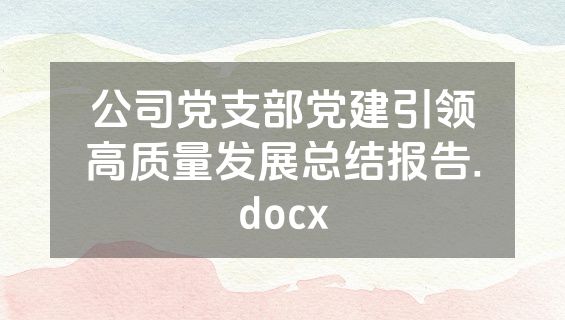 公司党支部党建引领高质量发展总结报告.docx