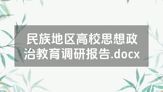 民族地区高校思想政治教育调研报告.docx