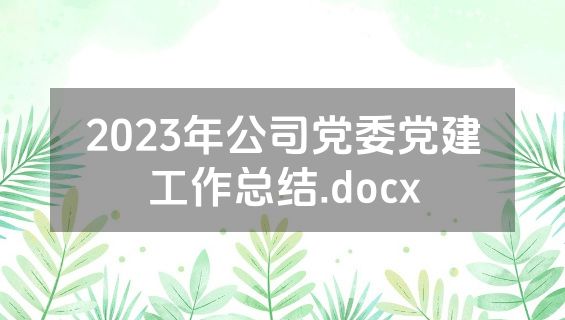 2023年公司党委党建工作总结.docx
