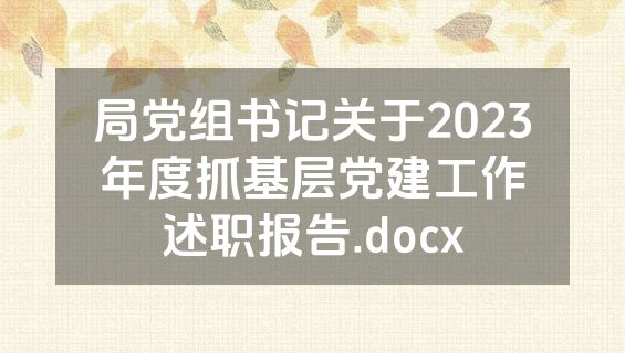 局党组书记关于2023年度抓基层党建工作述职报告.docx