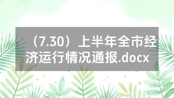 （7.30）上半年全市经济运行情况通报.docx