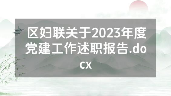 区妇联关于2023年度党建工作述职报告.docx