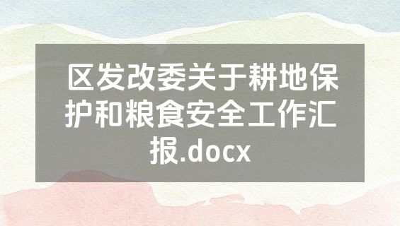区发改委关于耕地保护和粮食安全工作汇报.docx