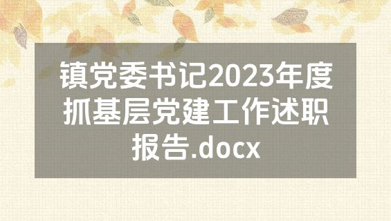 镇党委书记2023年度抓基层党建工作述职报告.docx