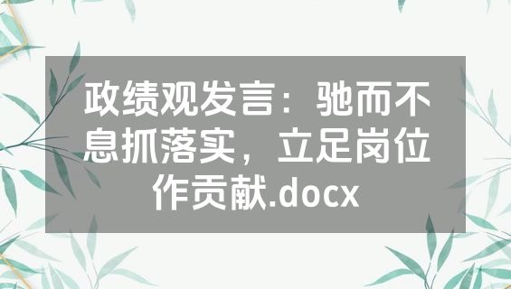 政绩观发言：驰而不息抓落实，立足岗位作贡献.docx