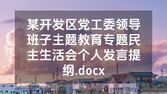 某开发区党工委领导班子主题教育专题民主生活会个人发言提纲.docx