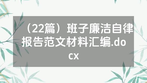 （22篇）班子廉洁自律报告范文材料汇编.docx