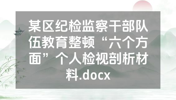 某区纪检监察干部队伍教育整顿“六个方面”个人检视剖析材料.docx