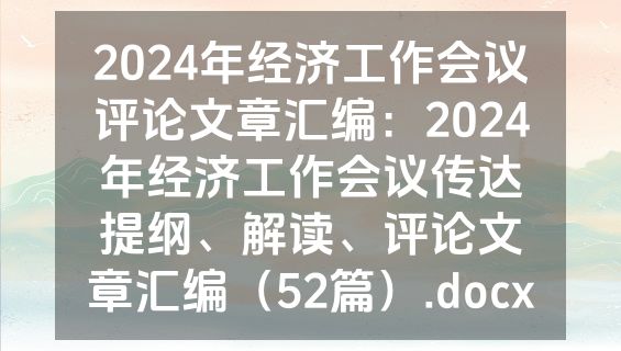 2024年经济工作会议评论文章汇编：2024年经济工作会议传达提纲、解读、评论文章汇编（52篇）.docx