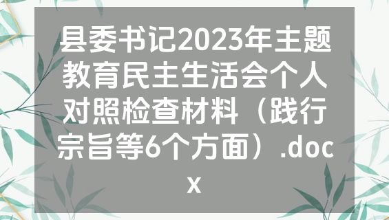 县委书记2023年主题教育民主生活会个人对照检查材料（践行宗旨等6个方面）.docx