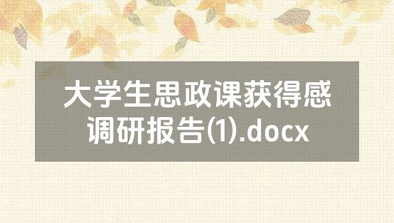 大学生思政课获得感调研报告(1).docx