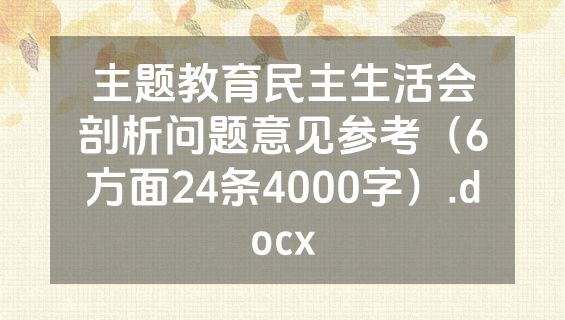 主题教育民主生活会剖析问题意见参考（6方面24条4000字）.docx