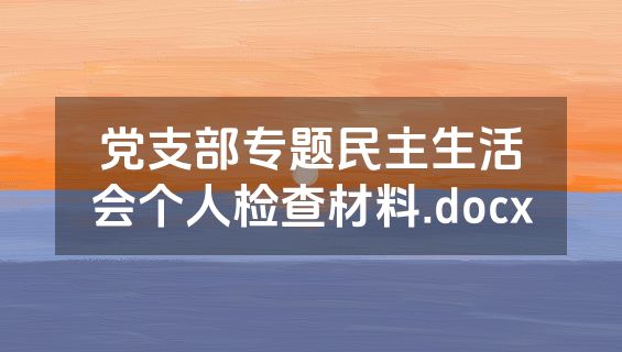 党支部专题民主生活会个人检查材料.docx