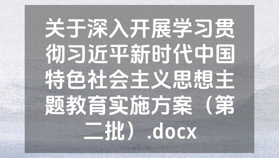 关于深入开展学习贯彻习近平新时代中国特色社会主义思想主题教育实施方案（第二批）.docx