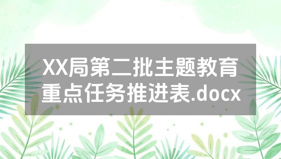 XX局第二批主题教育重点任务推进表.docx