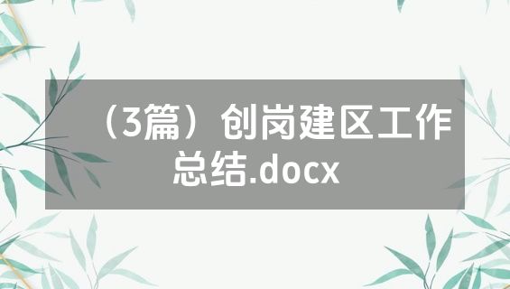 （3篇）创岗建区工作总结.docx