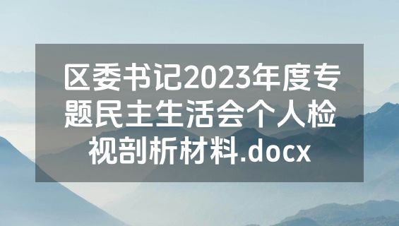 区委书记2023年度专题民主生活会个人检视剖析材料.docx