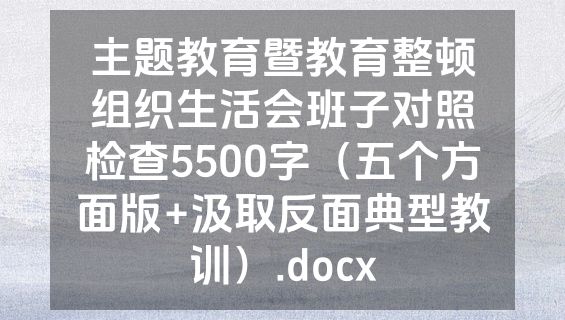 主题教育暨教育整顿组织生活会班子对照检查5500字（五个方面版+汲取反面典型教训）.docx