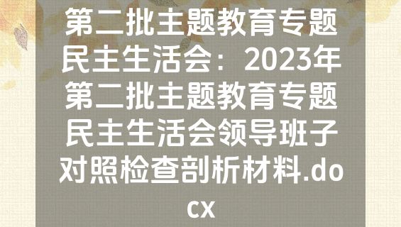 第二批主题教育专题民主生活会：2023年第二批主题教育专题民主生活会领导班子对照检查剖析材料.docx