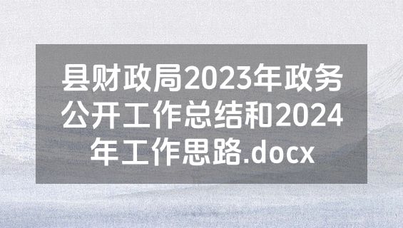 县财政局2023年政务公开工作总结和2024年工作思路.docx
