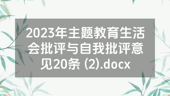 2023年主题教育生活会批评与自我批评意见20条 (2).docx