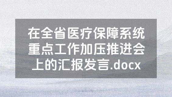 在全省医疗保障系统重点工作加压推进会上的汇报发言.docx
