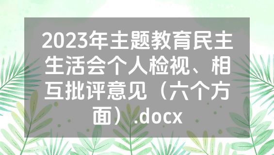 2023年主题教育民主生活会个人检视、相互批评意见（六个方面）.docx