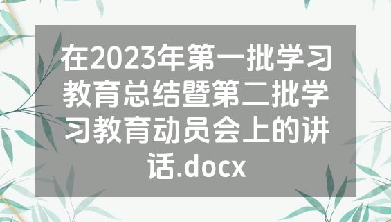 在2023年第一批学习教育总结暨第二批学习教育动员会上的讲话.docx
