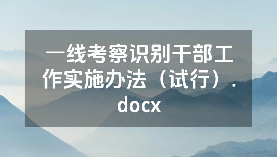 一线考察识别干部工作实施办法（试行）.docx