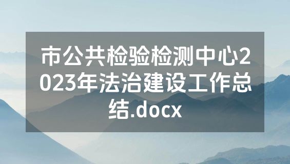 市公共检验检测中心2023年法治建设工作总结.docx