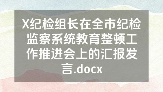 X纪检组长在全市纪检监察系统教育整顿工作推进会上的汇报发言.docx